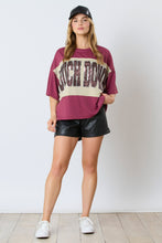 Load image into Gallery viewer, Fantastic Fawn OVERSIZED Color Block Top with Sequin TOUCHDOWN Front in Garnet/Dusty Gold
