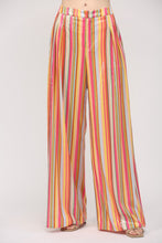 Load image into Gallery viewer, FATE Multi Color Striped Sequin Wide Leg Pants in Pink Yellow Blue