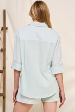 Load image into Gallery viewer, Allie Rose Multi Striped Cotton Blend Top in Sage Shirts & Tops Allie Rose