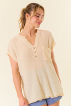 Load image into Gallery viewer, Doe & Rae OVERSIZED Henley Sweater Top in Natural