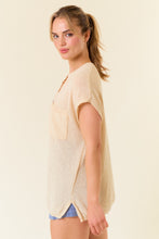 Load image into Gallery viewer, Doe & Rae OVERSIZED Henley Sweater Top in Natural