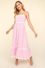 Load image into Gallery viewer, Haptics Solid Color Maxi Dress with Contrasting Ric Rac Trim in Lilac FINAL SALE