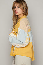 Load image into Gallery viewer, POL Oversized Crochet and Embroidery Jacket in Ginkgo Yellow Jacket POL Clothing