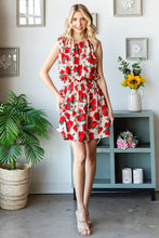 Load image into Gallery viewer, First Love Sleeveless Floral Print Mini Dress in Red/Beige