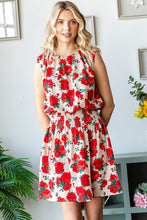 Load image into Gallery viewer, First Love Sleeveless Floral Print Mini Dress in Red/Beige