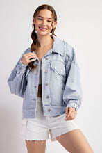Load image into Gallery viewer, ee:some Mineral Washed Distressed Denim Jacket in Pale Blue