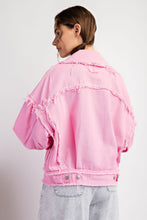Load image into Gallery viewer, ee:some Mineral Washed Distressed Denim Jacket in Bubble Pink