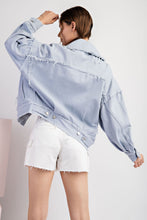 Load image into Gallery viewer, ee:some Mineral Washed Distressed Denim Jacket in Pale Blue