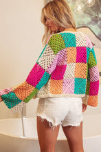 Load image into Gallery viewer, BiBi Checkered Pattern Open Front Cardigan in Oatmeal Multi