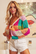 Load image into Gallery viewer, BiBi Checkered Pattern Open Front Cardigan in Oatmeal Multi