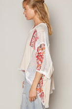 Load image into Gallery viewer, POL Oversized Contrasting Pattern Top in Oatmeal Shirts & Tops POL Clothing