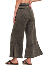Load image into Gallery viewer, Acid Washed Exposed Seam Flare Hem Pants in Ash Black Pants Zenana