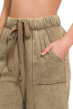 Load image into Gallery viewer, Acid Washed Exposed Seam Flare Hem Pants in Mocha Pants Zenana