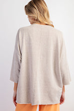 Load image into Gallery viewer, Easel Solid Color Top with Stripe Pattern Peace Sign Patch in Oatmeal