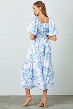 Load image into Gallery viewer, Polagram Textured Floral Print Midi Dress in Blue