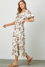 Load image into Gallery viewer, Polagram Textured Floral Print Midi Dress in Mocha FINAL SALE