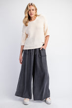 Load image into Gallery viewer, Easel Frayed Detailed Washed Chambray Palazzo Pants in Black Denim