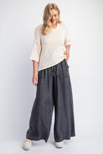 Load image into Gallery viewer, Easel Frayed Detailed Washed Chambray Palazzo Pants in Black Denim