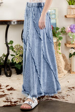 Load image into Gallery viewer, BlueVelvet Mineral Washed Denim Skirt with Raw Frayed Seams in Dark Denim