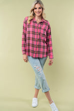 Load image into Gallery viewer, White Birch Plaid Flannel Top in Pink