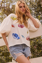 Load image into Gallery viewer, Oddi Sequin Patch Football Top in Off White