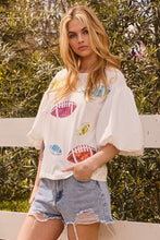 Load image into Gallery viewer, Oddi Sequin Patch Football Top in Off White