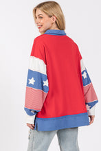 Load image into Gallery viewer, Sewn+Seen French Terry American Sweatshirt in Red/Blue/White