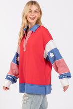 Load image into Gallery viewer, Sewn+Seen French Terry American Sweatshirt in Red/Blue/White