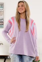 Load image into Gallery viewer, BlueVelvet Solid Color Top with Contrasting Color Details in Lavender
