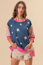 Load image into Gallery viewer, BiBi American Star French Terry Top in Navy Multi