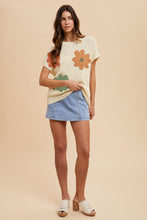 Load image into Gallery viewer, AnnieWear Lightweight Sweater Top with Large Flower Embroidery in Cream FINAL SALE