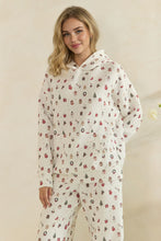 Load image into Gallery viewer, Veveret Cozy Holiday Print Lounge Hoodie in White Combo