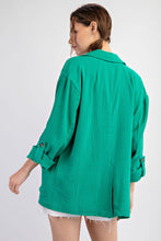 Load image into Gallery viewer, ee:some Cotton Gauze Blazer Style Jacket in Kelly Green
