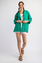 Load image into Gallery viewer, ee:some Cotton Gauze Blazer Style Jacket in Kelly Green