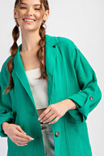 Load image into Gallery viewer, ee:some Cotton Gauze Blazer Style Jacket in Kelly Green