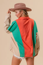 Load image into Gallery viewer, BiBi Oversized French Terry Color Block Top in Apricot/Mint/Sand