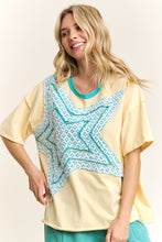 Load image into Gallery viewer, J.Her Mineral Washed Star Patched Top in Vanilla
