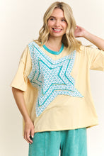 Load image into Gallery viewer, J.Her Mineral Washed Star Patched Top in Vanilla