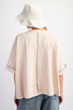 Load image into Gallery viewer, Easel Mineral Washed Cotton Top with Flower Patch in Cream