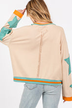 Load image into Gallery viewer, Sage+Fig French Terry Top with Star Appliques in Sand/Green