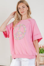 Load image into Gallery viewer, BlueVelvet Peace Sign Patch Top in Pink