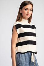 Load image into Gallery viewer, ee:some Striped Sleeveless Sweater in Black