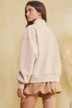 Load image into Gallery viewer, BucketList Long Sleeve Half Zip-up Scuba Pullover Top in Taupe FINAL SALE