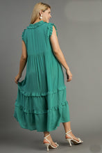 Load image into Gallery viewer, Umgee Solid Color A-Line Midi Dress in Jade