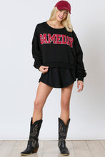 Load image into Gallery viewer, Peach Love Terry Knit Sweatshirt with Towel Knit GAME DAY Patches with Rhinestones in Black