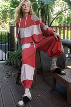 Load image into Gallery viewer, POL OVERSIZED French Terry and Sweater Knit Hooded Top in Tomato