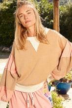 Load image into Gallery viewer, POL Colorblock Mixed Textured Fabric Top in Mocha Multi