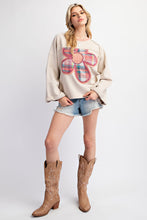 Load image into Gallery viewer, Easel Terry Knit Top with Front Flower Patch in Ecru