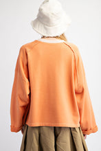 Load image into Gallery viewer, Easel Terry Knit Top with Front Flower Patch in Persimmon