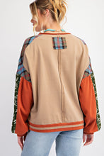 Load image into Gallery viewer, Easel Soft Washed Mix N Match Fabric Flower Patch Top in Mushroom